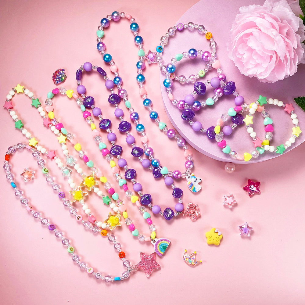 SIELEVIN rainbow pendant necklace for little girls, durable elastic for daily wear