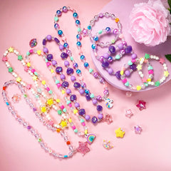 SIELEVIN rainbow pendant necklace for little girls, durable elastic for daily wear