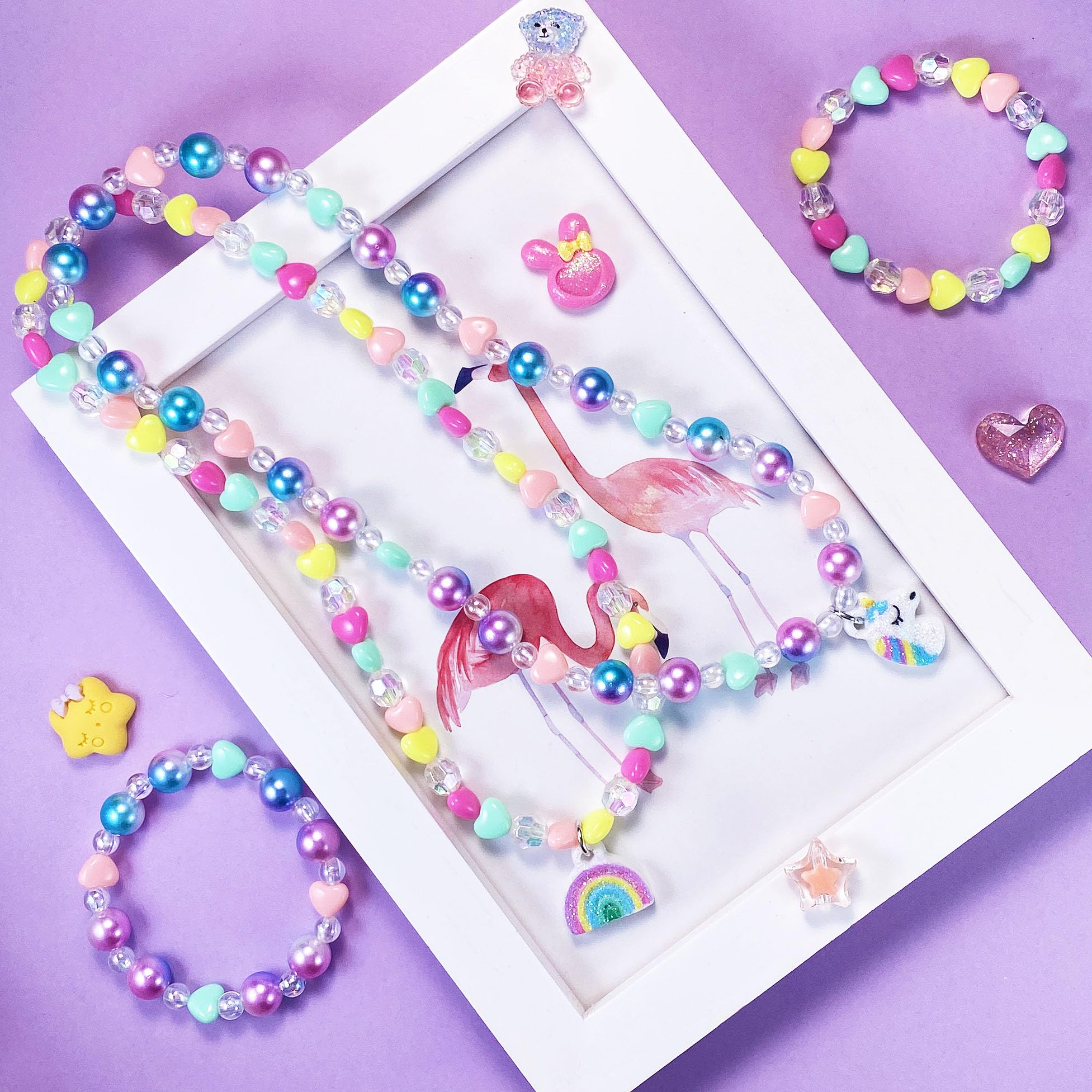 SIELEVIN toddler necklace, 44 cm length, easy on/off with stretchy elastic
