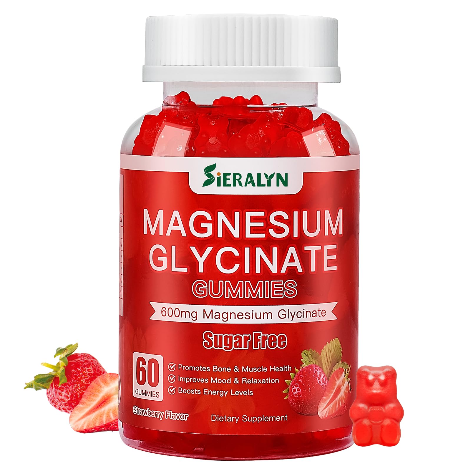 Sieralyn Magnesium Glycinate Gummies bottle front supporting daily relaxation