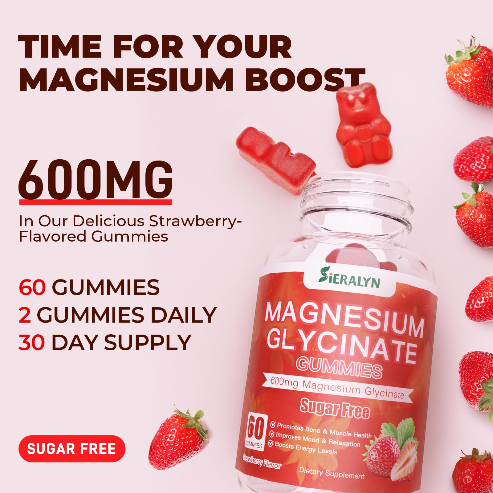 Sieralyn magnesium glycinate ingredients panel highlighting vegan formula