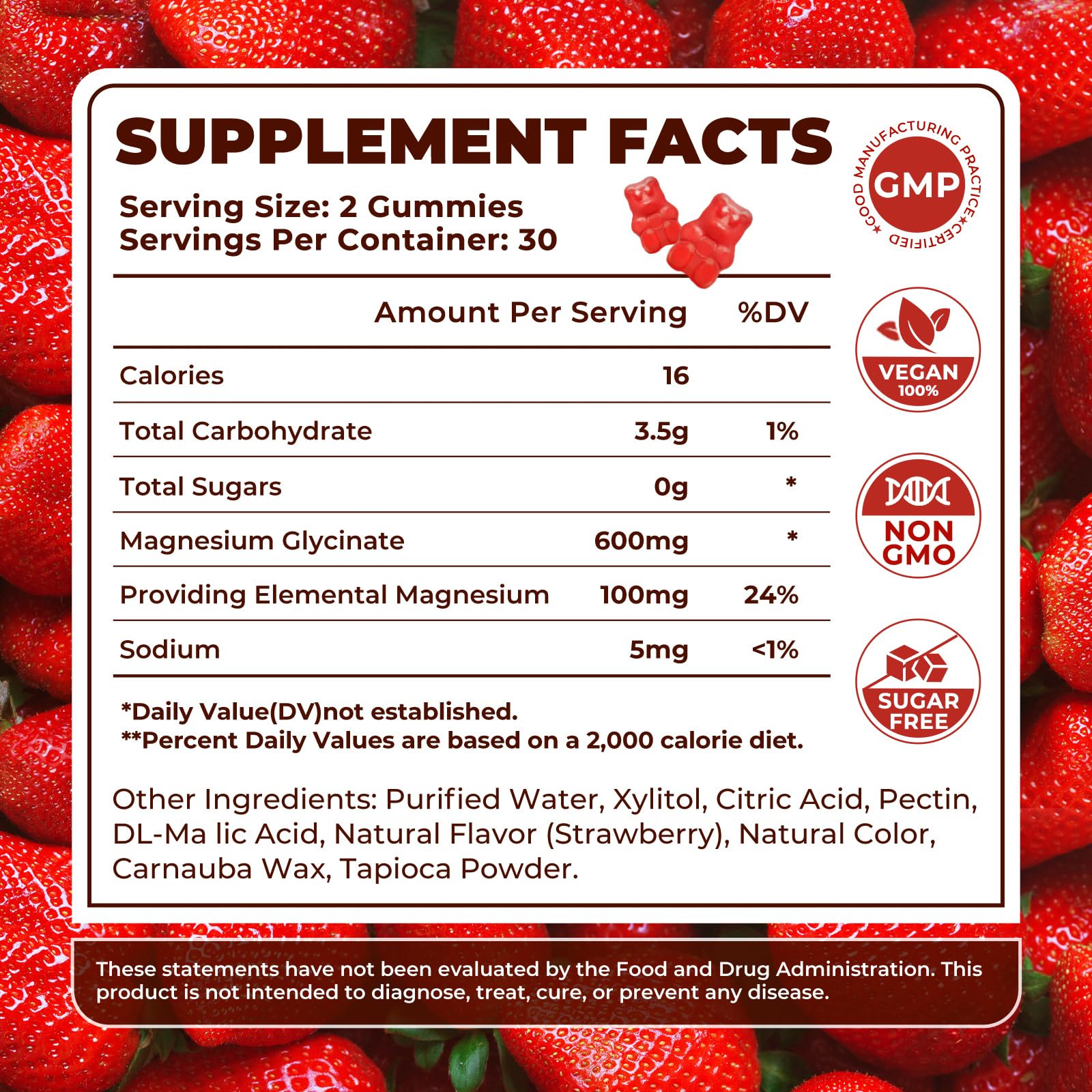 Two Sieralyn gummies illustrate serving size and strawberry flavor for daily support