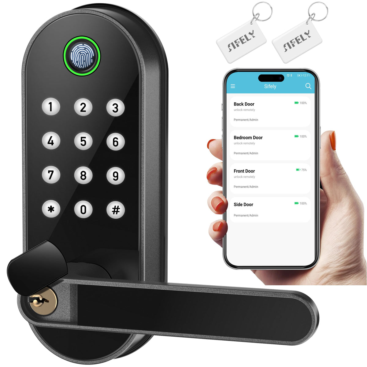Sifely fingerprint door lock with handle for fast entry