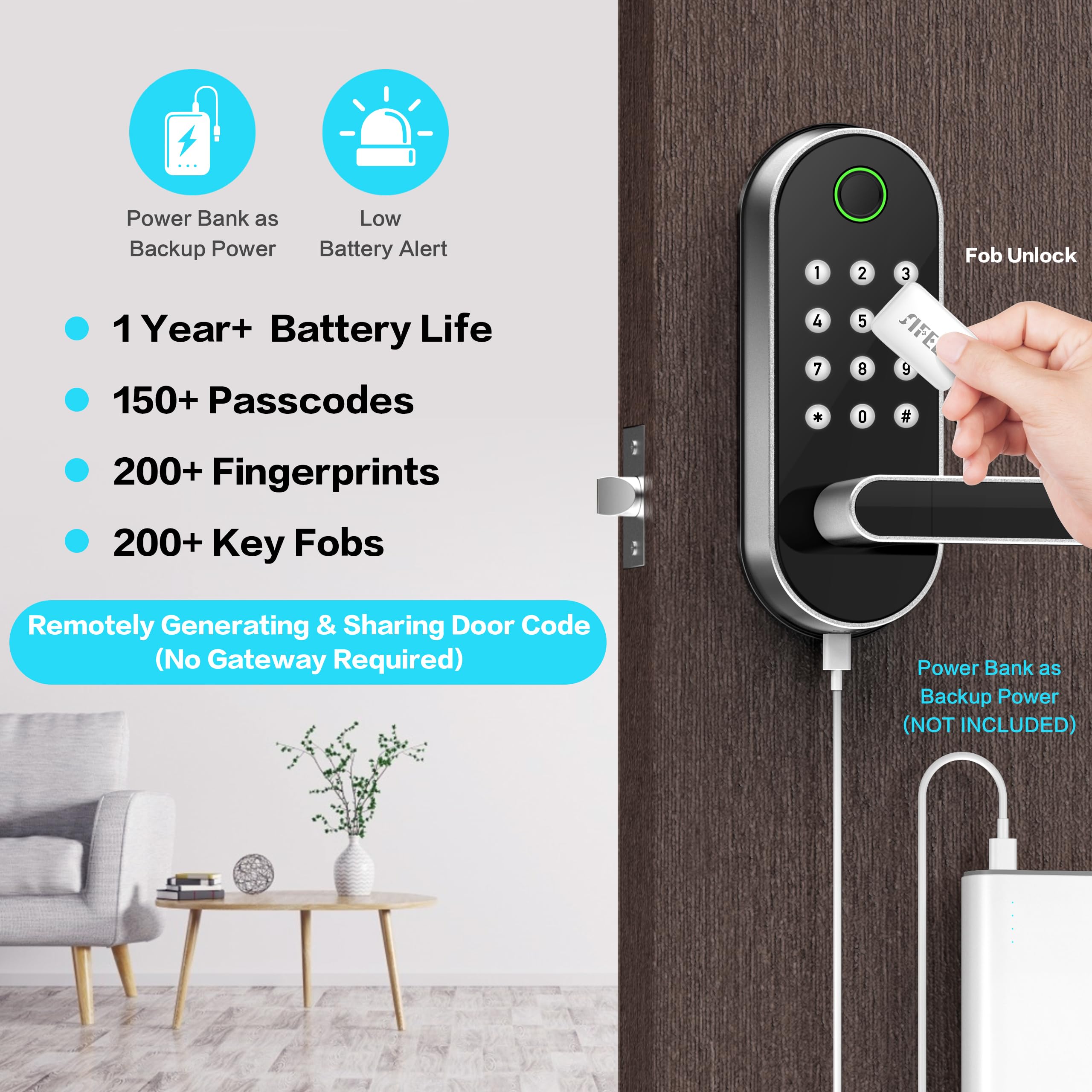 Sifely smart lock app interface enabling remote control and monitoring