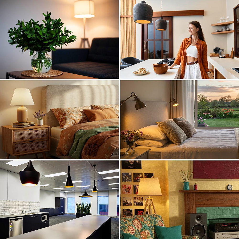Sigalux A19 LED bulbs compatible with most dimmer switches for smooth dimming.