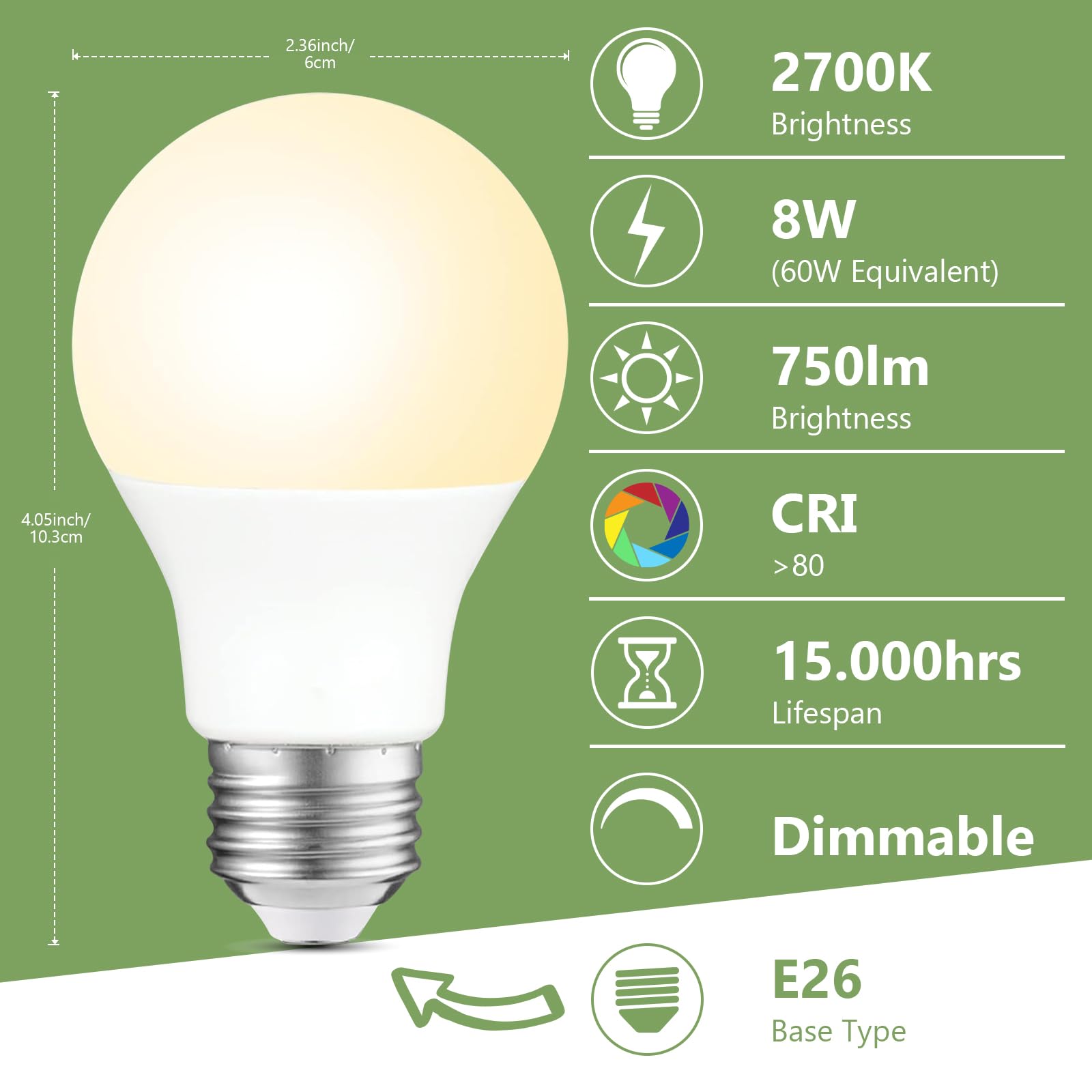 Sigalux A19 LED bulbs with E26 base ready for quick installation.