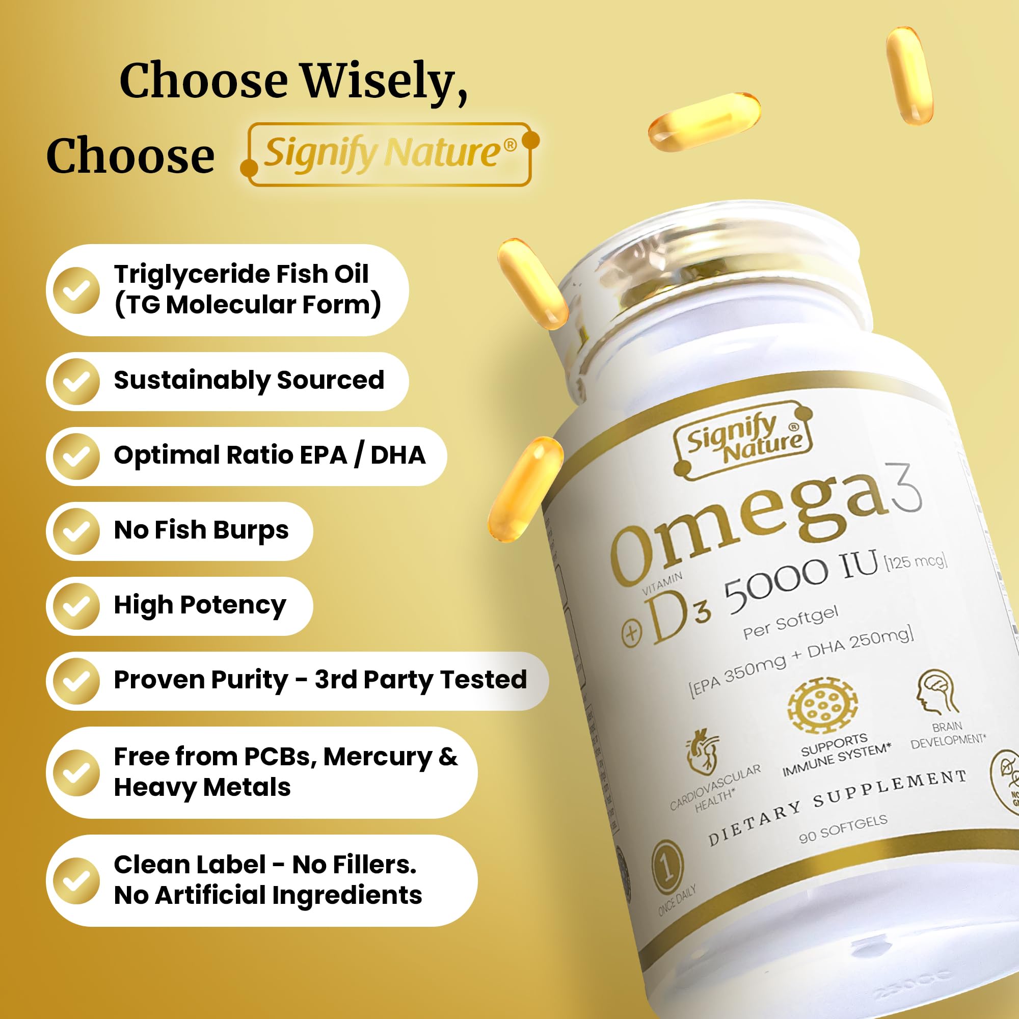 Signify Nature Omega3 bottle on shelf suggests everyday use