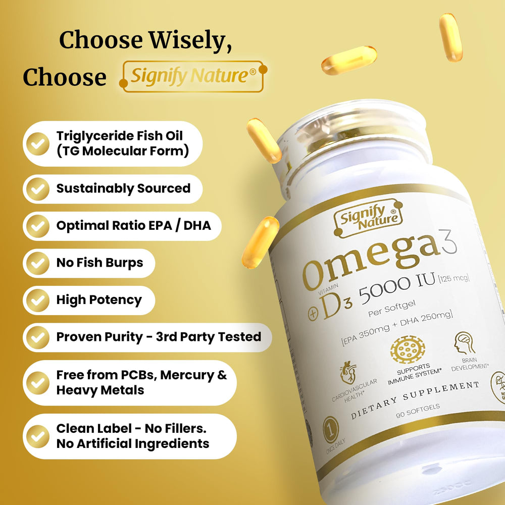 Signify Nature Omega3 bottle on shelf suggests everyday use