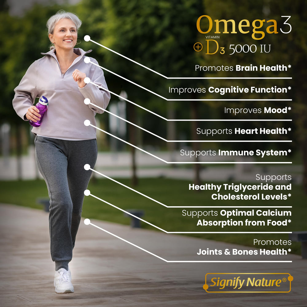 Label close-up highlighting omega-3 and vitamin D3 blend