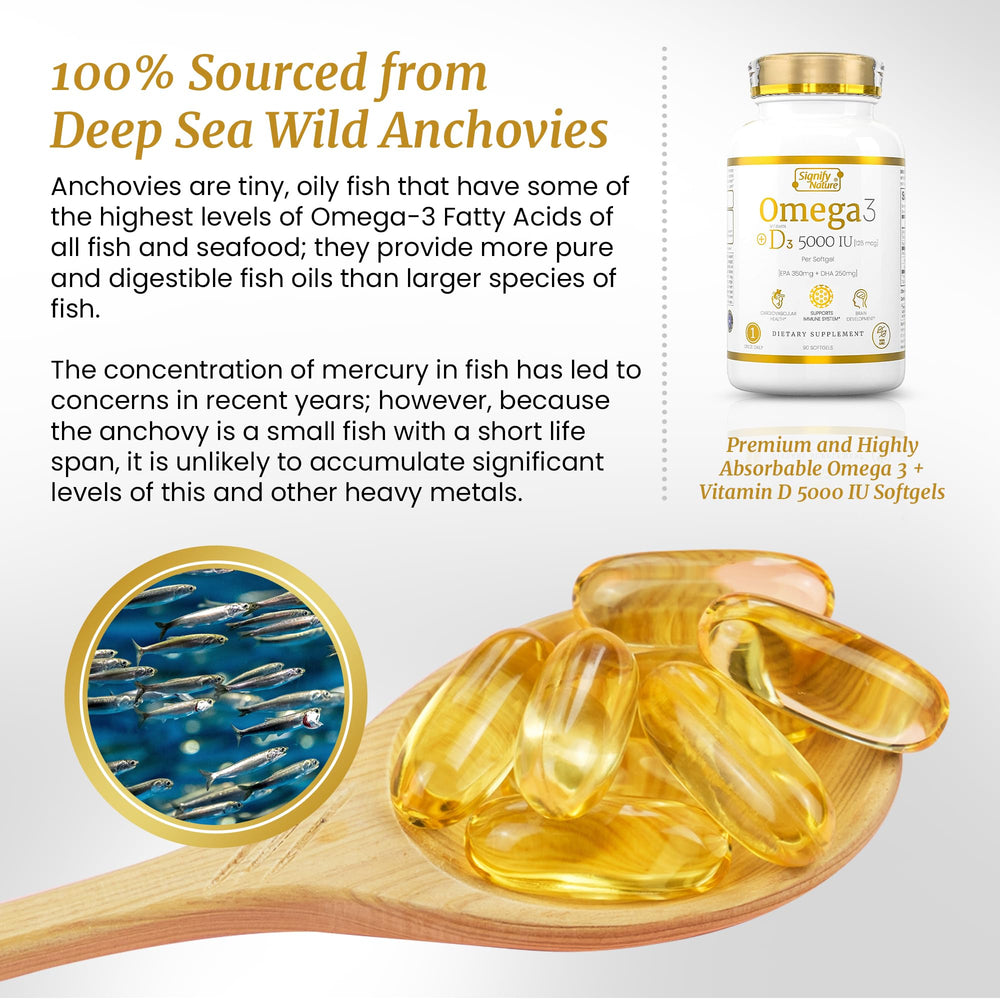 Packaging flatlay featuring Signify Nature omega3 with vitamin D3