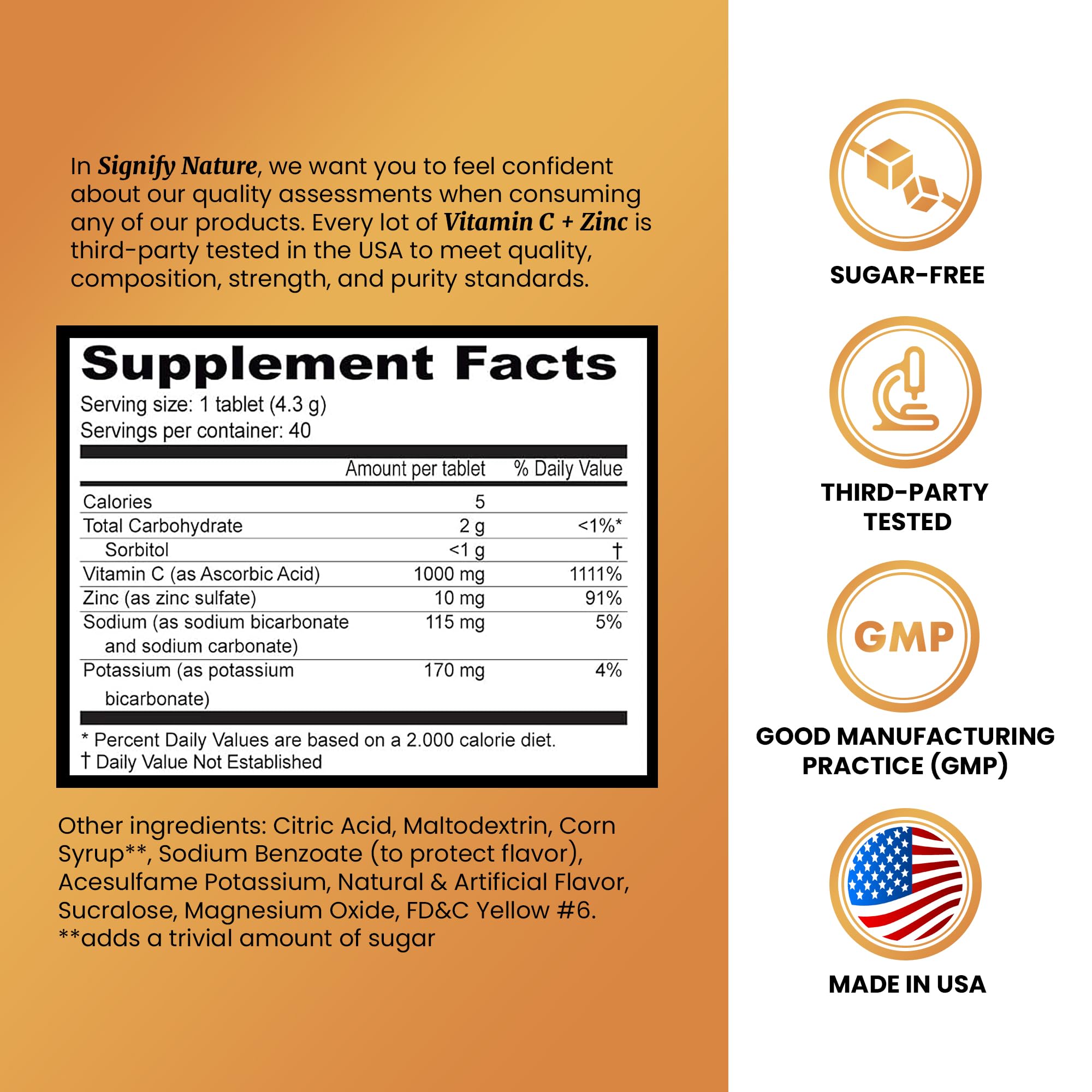 SIGNIFY NATURE Vitamin C tablets dissolving to form a convenient daily drink.