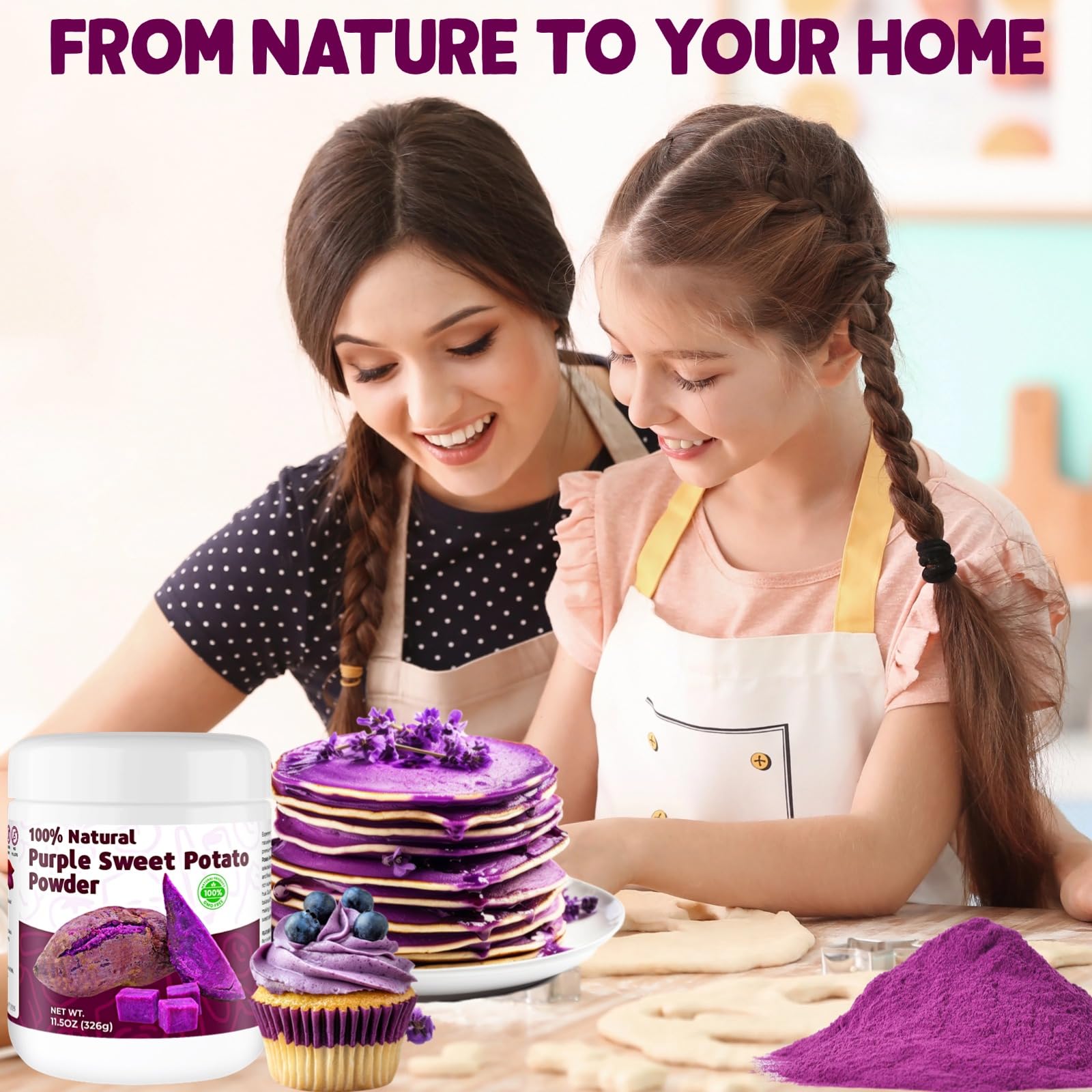 Baking batter tinted deep violet with SIHASO purple powder.