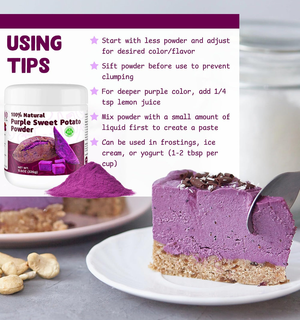 Dessert plate with vibrant violet tint achieved by SIHASO powder.