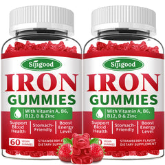 Sijigood iron gummies bottle, vegan formula for daily support.