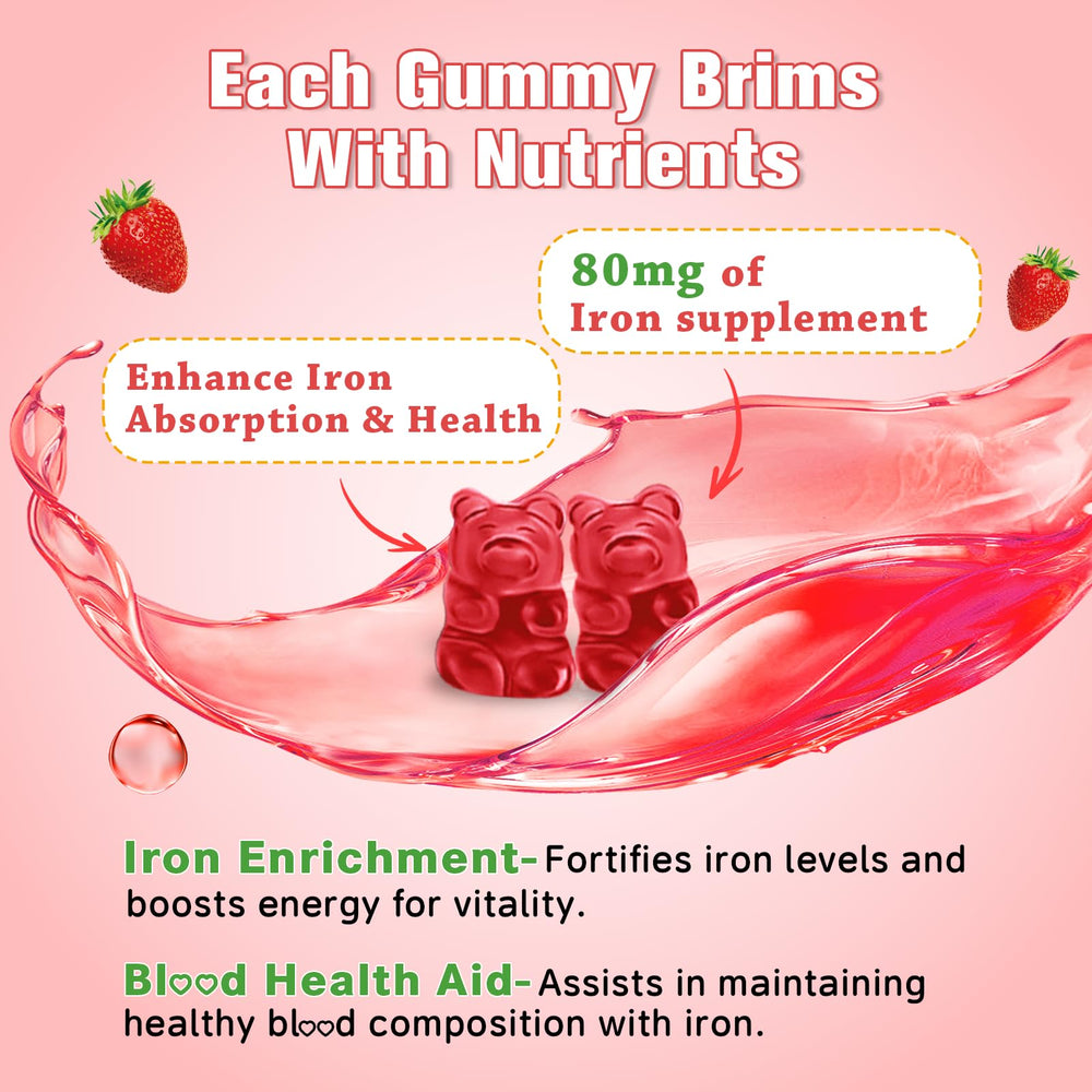 Sijigood iron gummies being poured for easy daily serving.