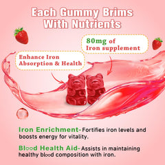 Sijigood iron gummies being poured for easy daily serving.