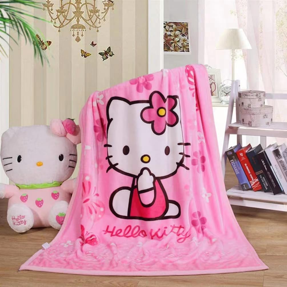 SIKYUCOR cartoon throw blanket pink front view shows ultra-soft warmth for kids