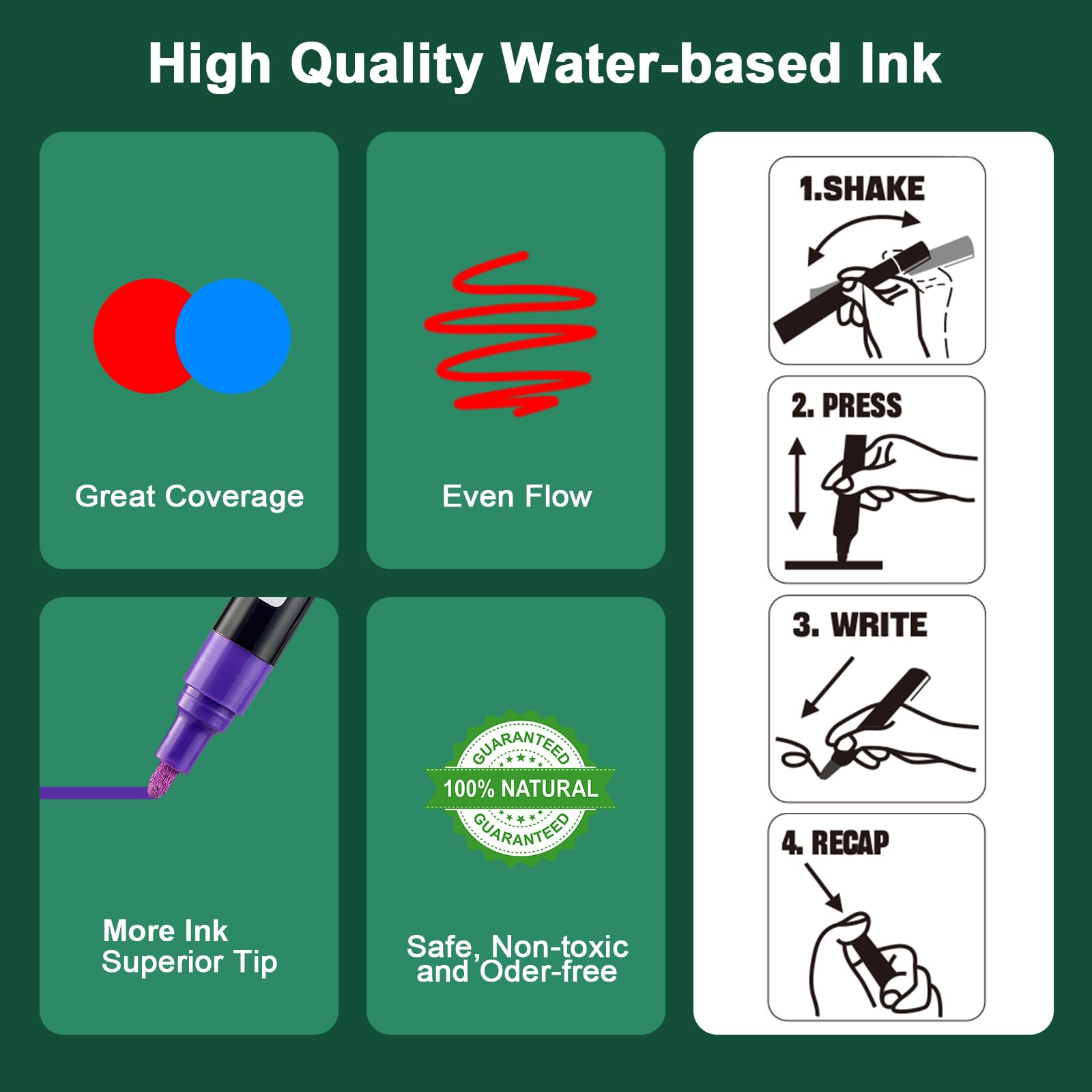 SILENART markers are easy to clean with a damp cloth on nonporous surfaces.