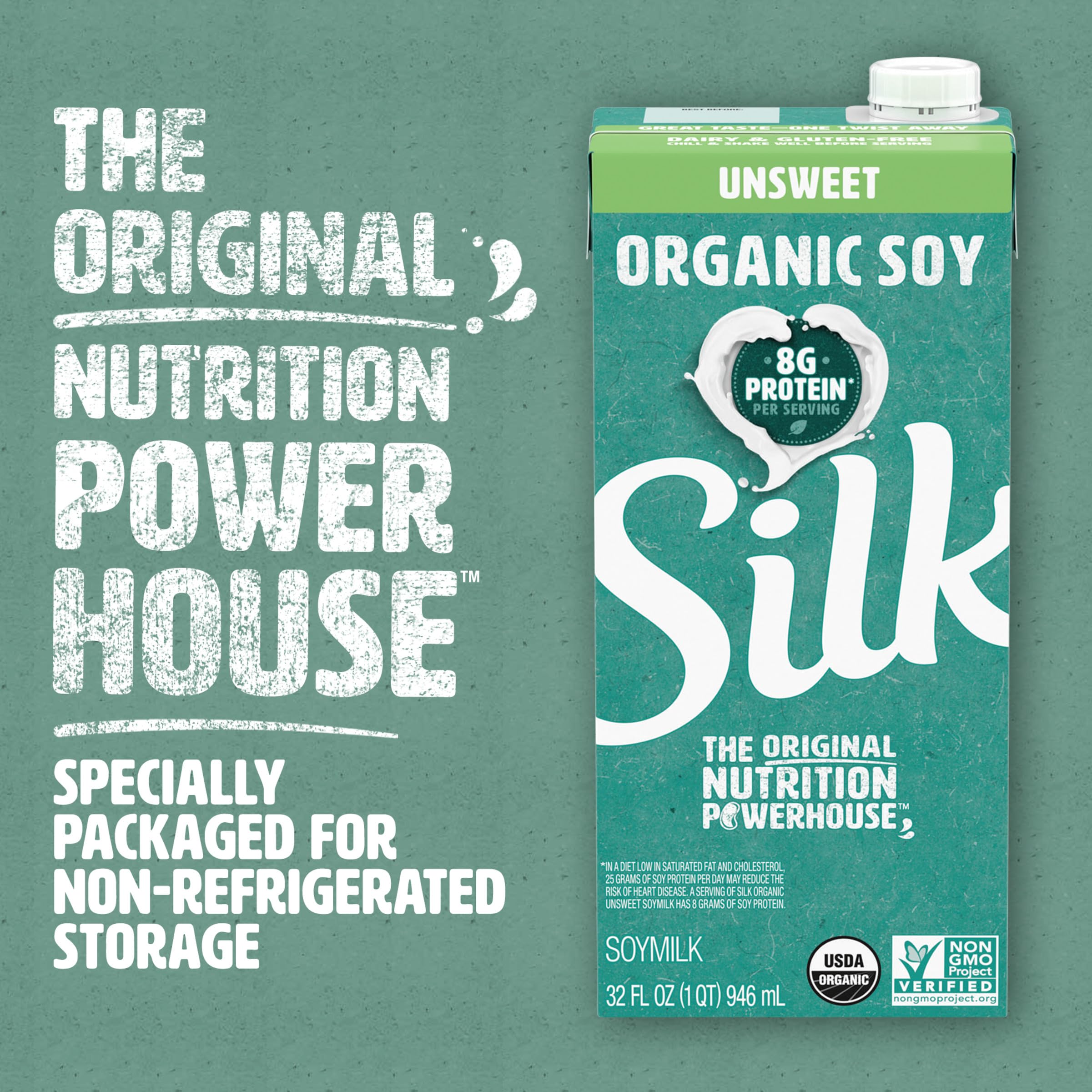 Silk no added sugar soy milk supporting a sugar-free beverage choice