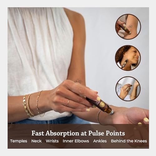 Silk Road Patchouli oil vial and roller illustrating convenient on-demand aromatherapy