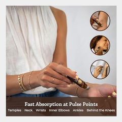 Silk Road Patchouli oil vial and roller illustrating convenient on-demand aromatherapy