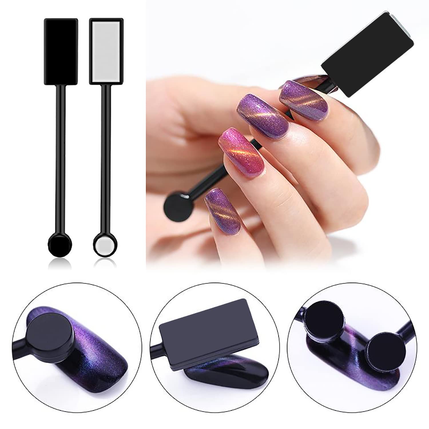 SILPECWEE cat eye magnet wand closeup highlights strong magnets for crisp patterns.