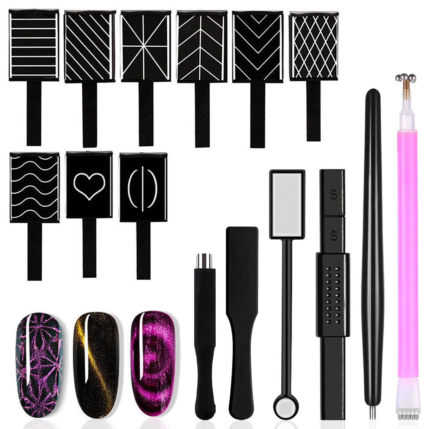 SILPECWEE cat eye magnet wand shows varied effects on nails.