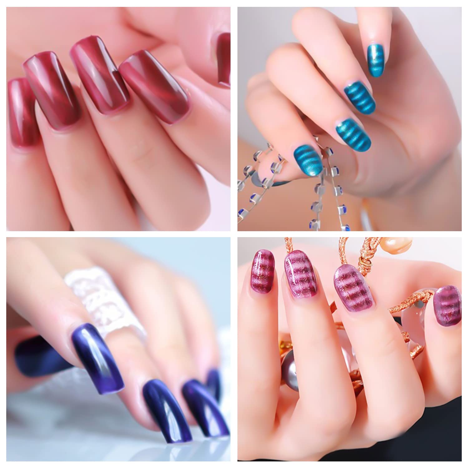SILPECWEE cat eye nail patterns in action with magnet guidance.