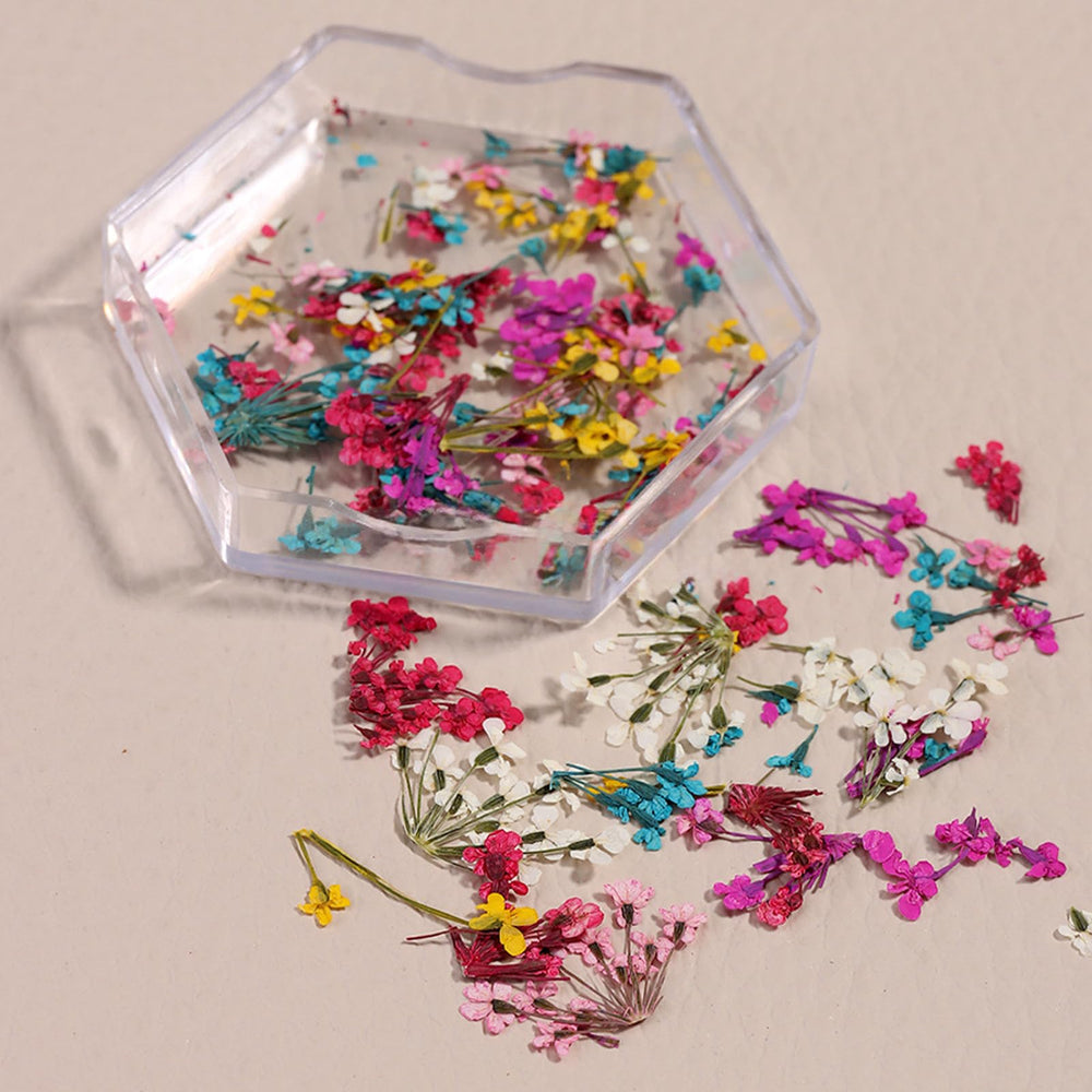 SILPECWEE dried flowers close-up highlight natural detail ideal for elegant nail art.