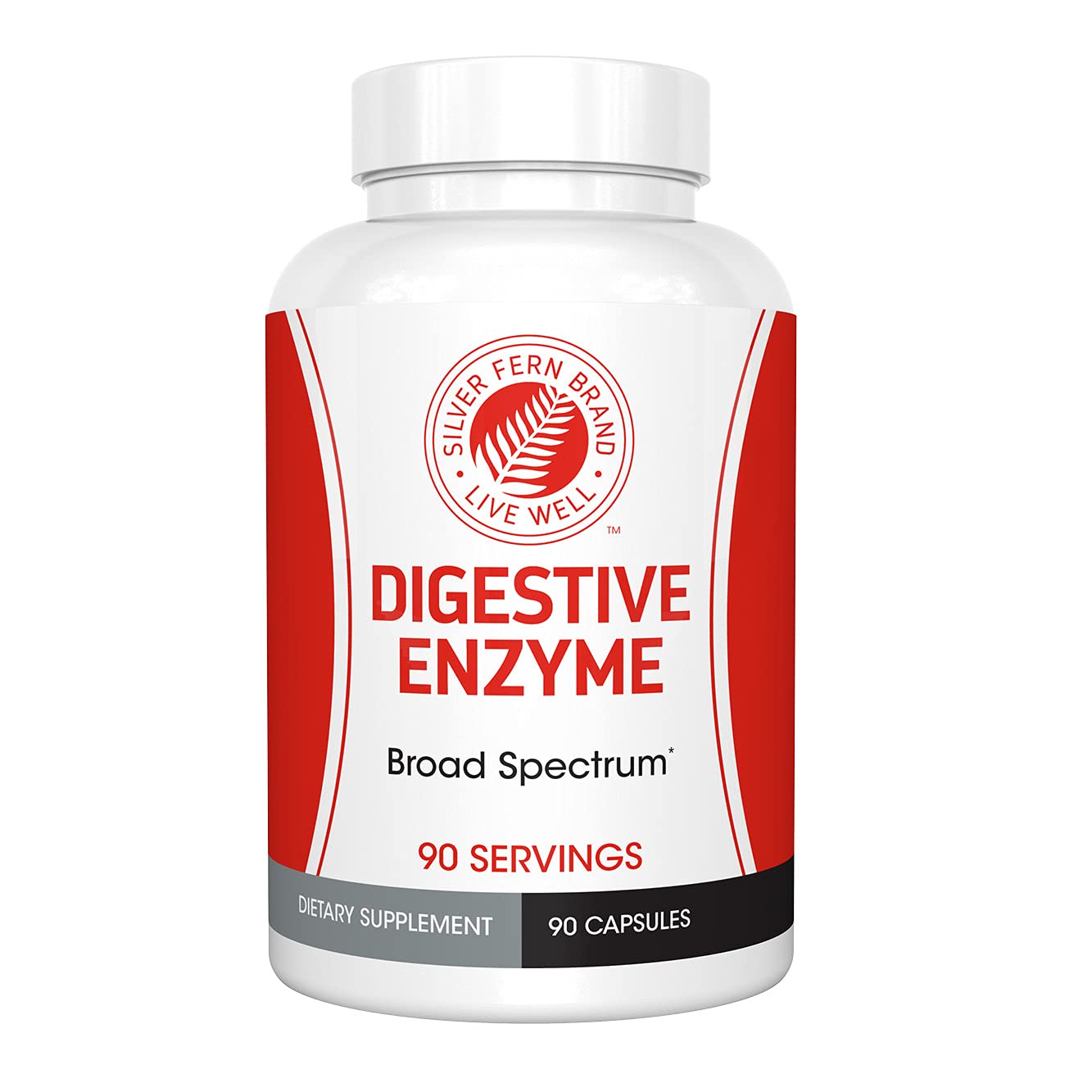 Silver Fern Ultimate Digestive Enzymes bottle showing broad digestive support.