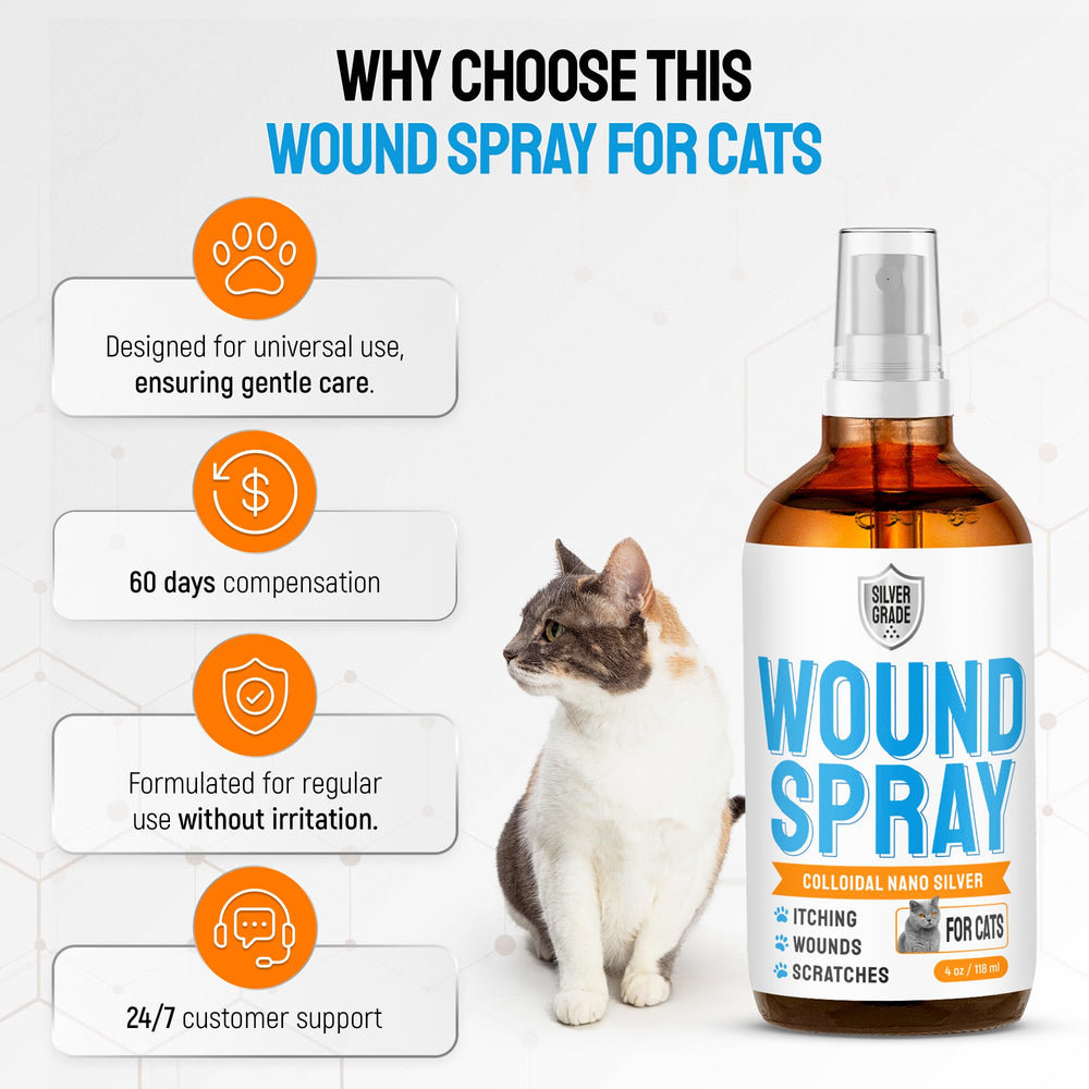 Cat calm after gentle spray on irritated skin.