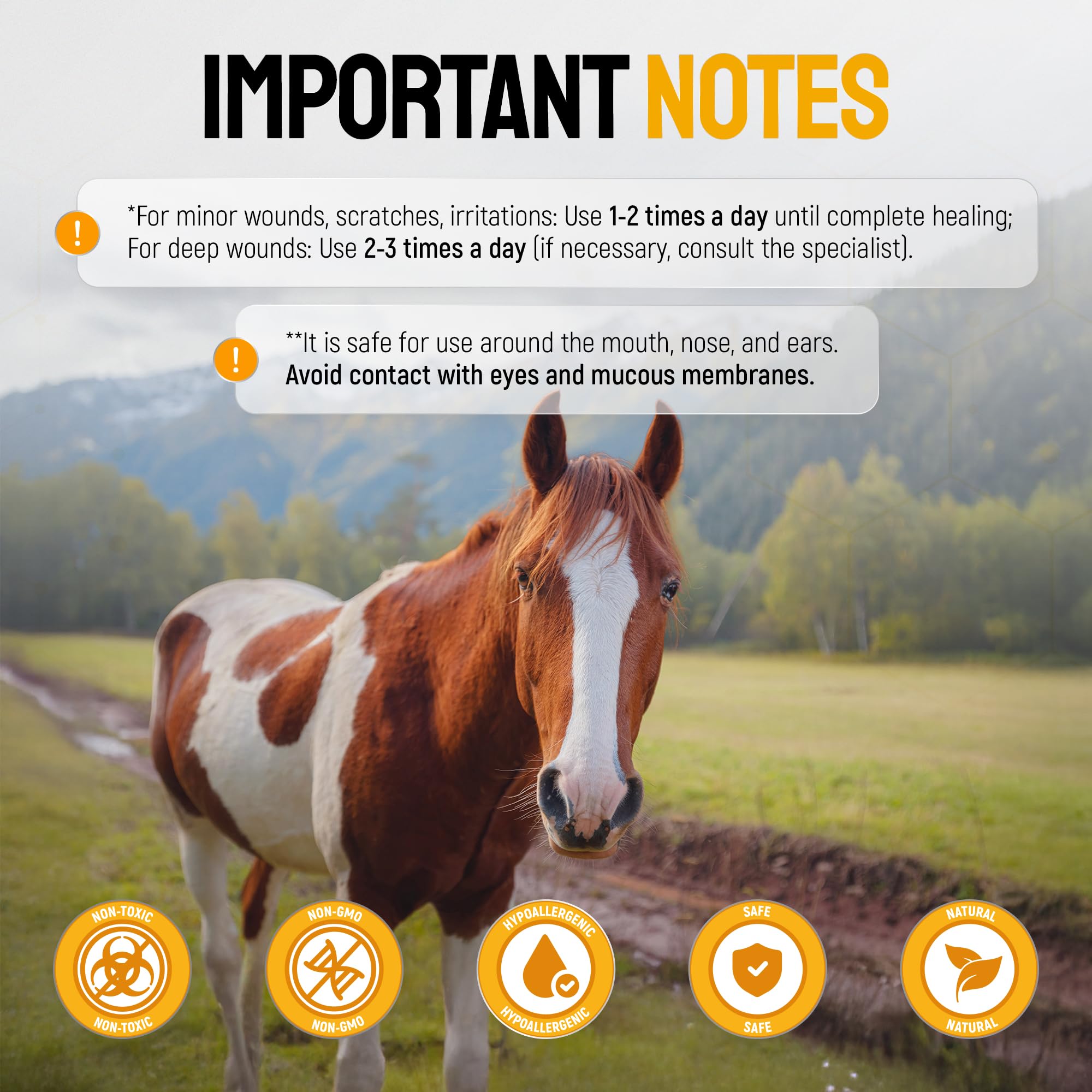 Silver Grade horse wound care application on leg illustrating multi-pet use.