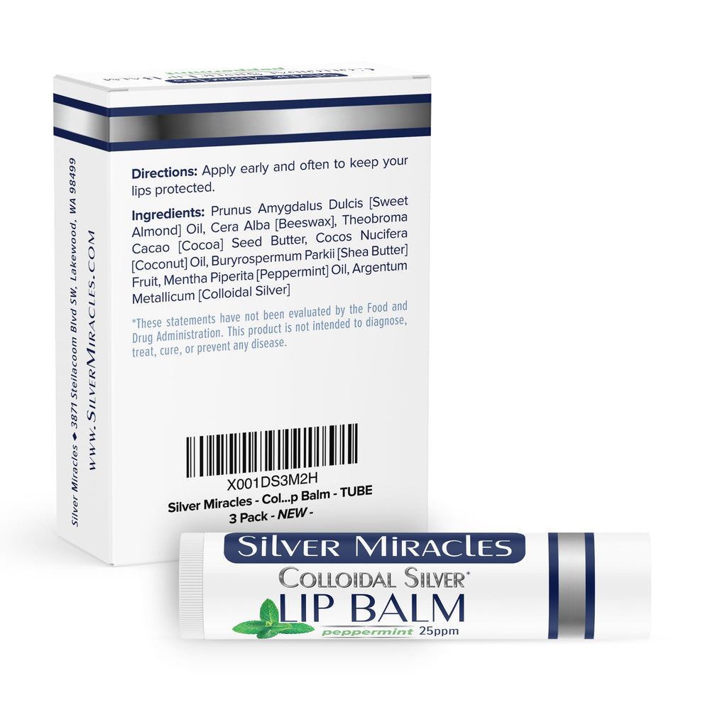 Silver Miracles lip balm tube ready for smooth application on lips.
