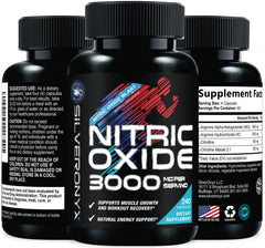 SilverOnyx Extra Strength Nitric Oxide bottle boosts clean energy for workouts.