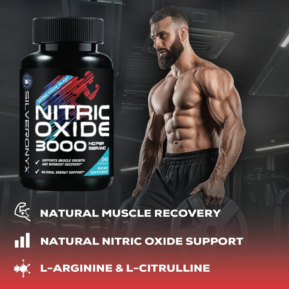 SilverOnyx Nitric Oxide label closeup highlights premium ingredients and quality.