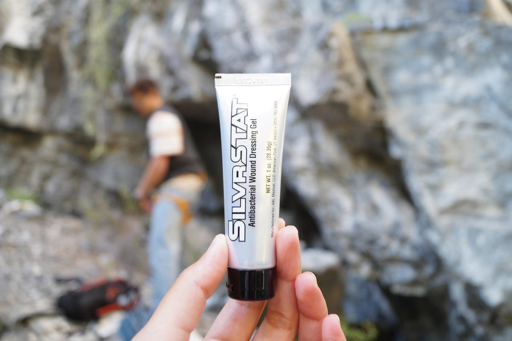 SilvrSTAT gel applied to skin near a bandage