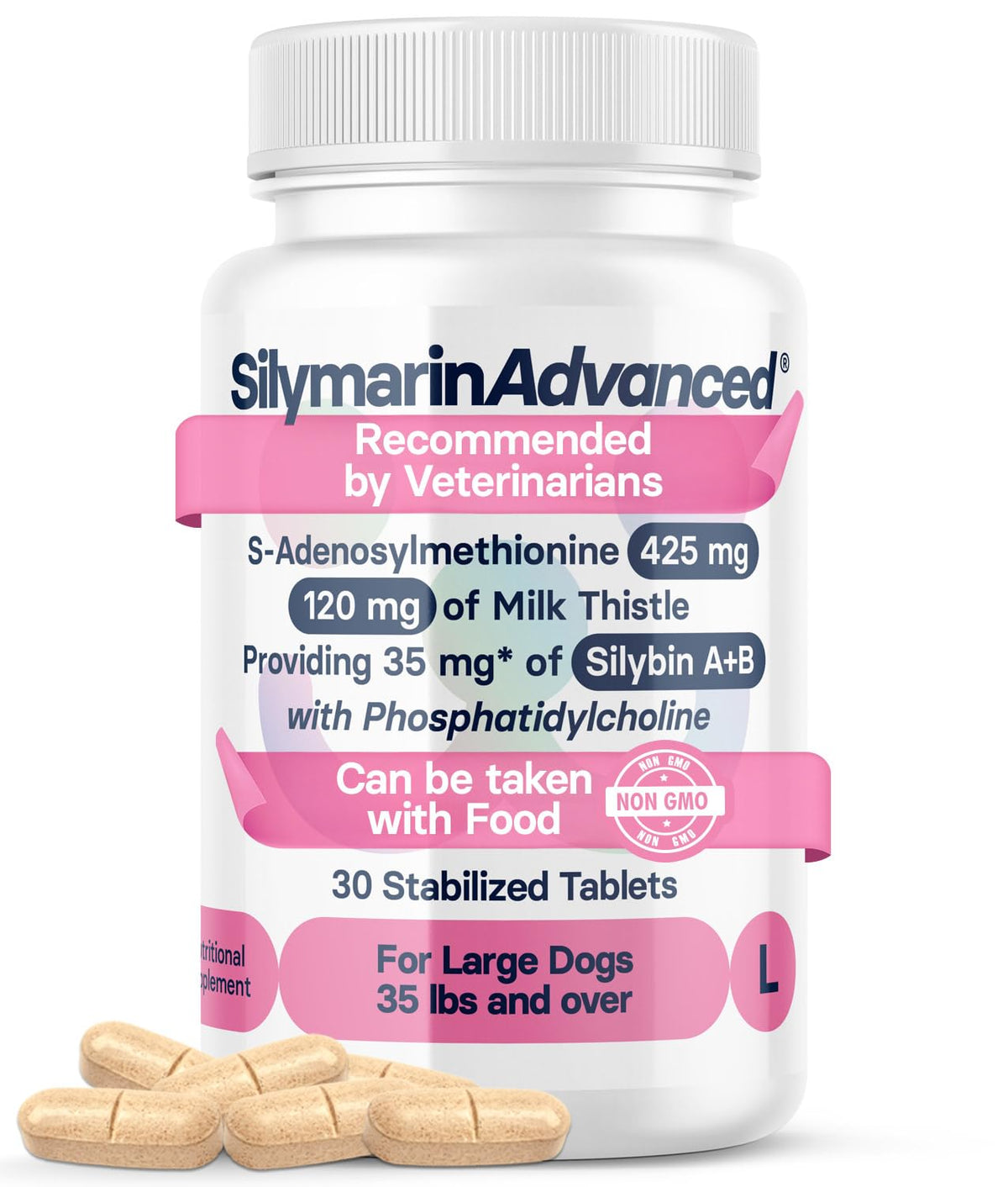 SilymarinAdvanced large dog liver health package shows the bottle for potential liver support.
