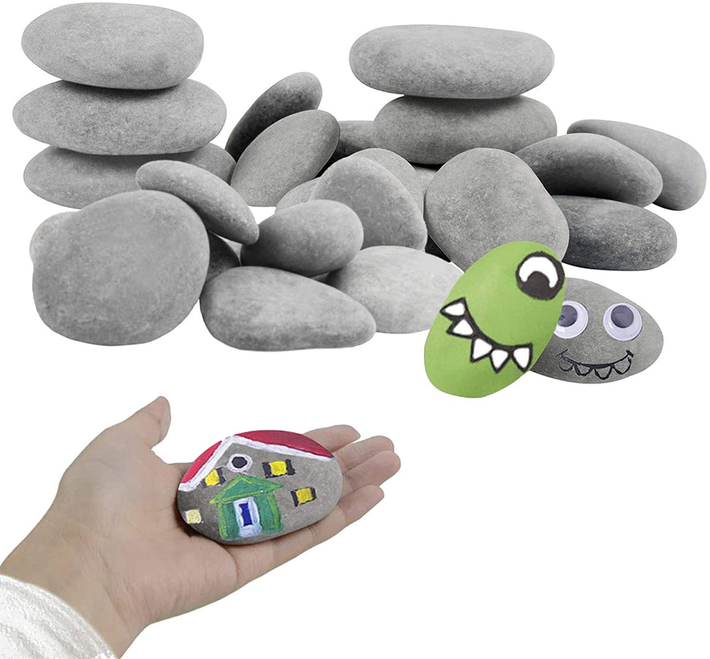 Simetufy 30 smooth river rocks for painting, ideal for craft projects and gifts