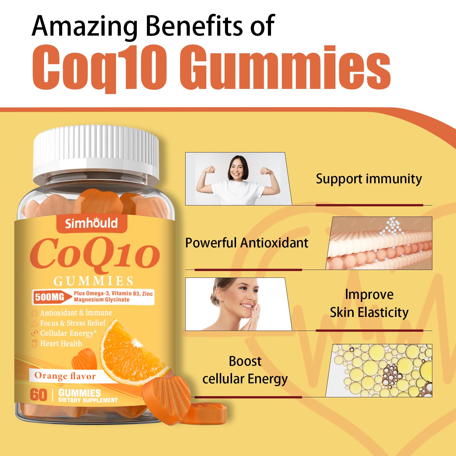 Simhould CoQ10 gummies shown in daily-use setup for steady energy throughout the day.