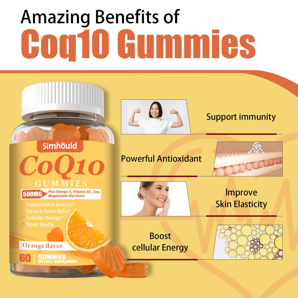Simhould CoQ10 gummies shown in daily-use setup for steady energy throughout the day.