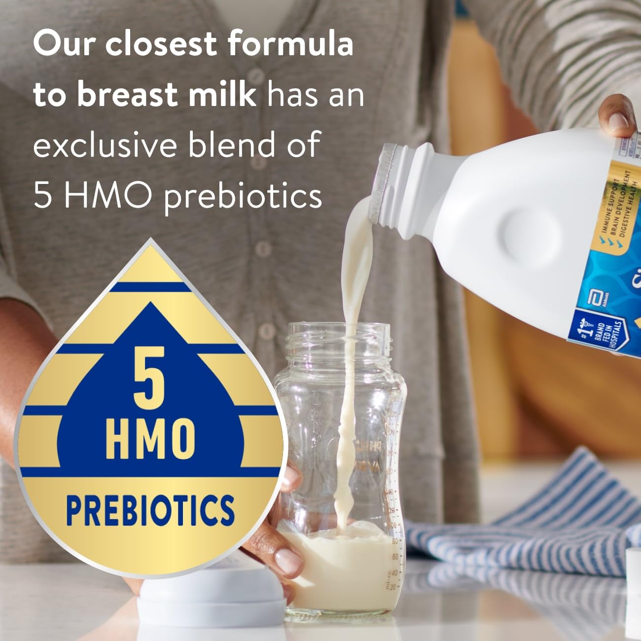 Similac 360 Total Care with 5 HMO prebiotics supports digestion.