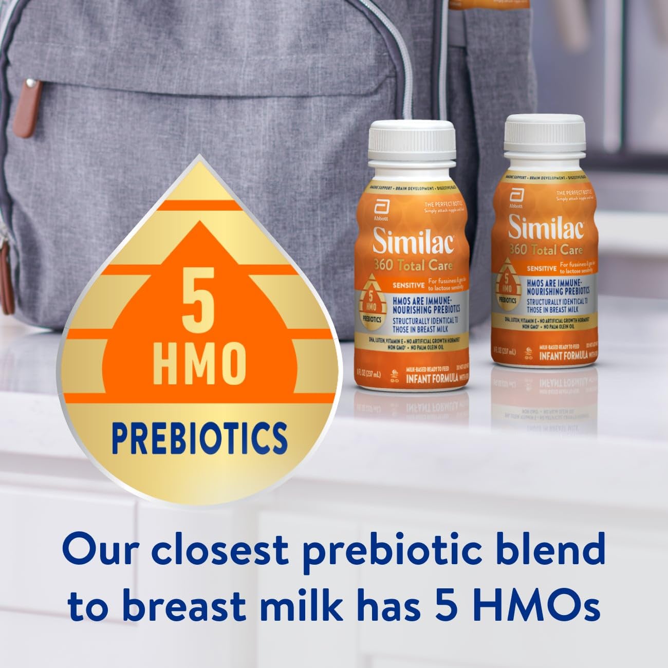 Similac 360 Total Care Sensitive 5 HMO label highlights prebiotics