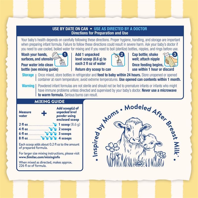 Bright label showing iron-rich nutrition for infants