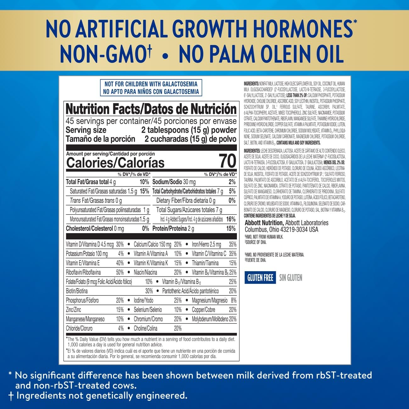 Similac Go & Grow 360 exclusive 5 HMO blend graphic illustrating gut health benefits.