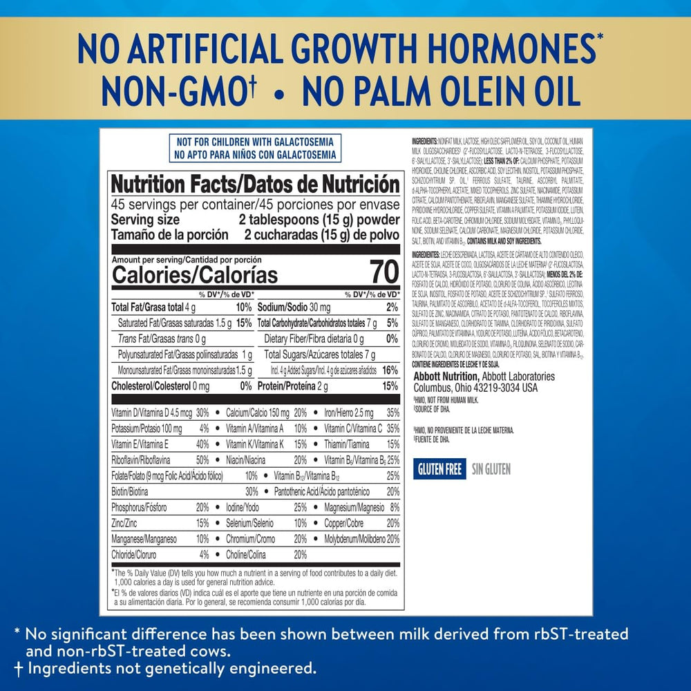 Similac Go & Grow 360 exclusive 5 HMO blend graphic illustrating gut health benefits.