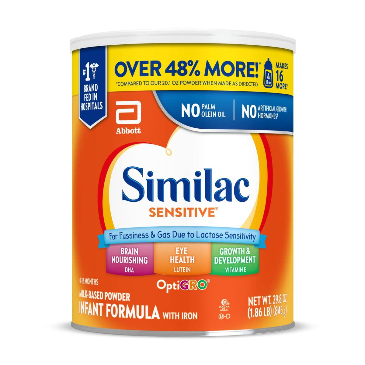Similac Sensitive bottle pour demonstrates smooth feeding for fussier infants.