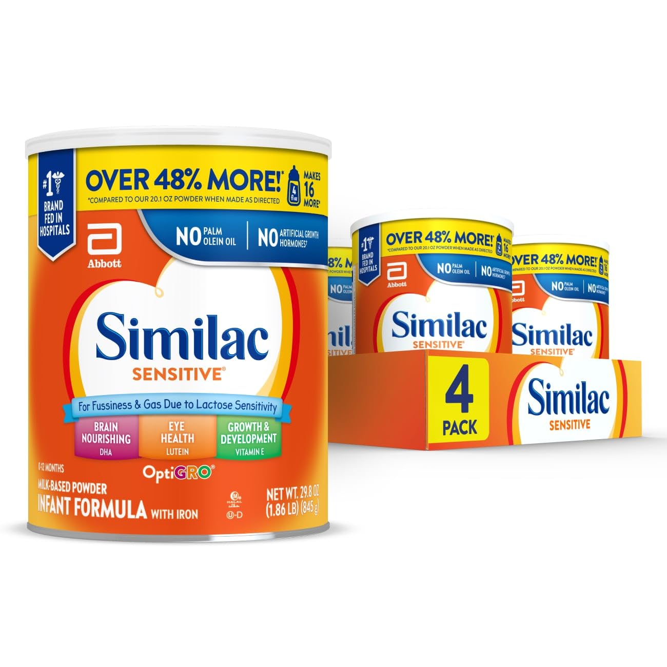 Similac Sensitive Stage 2 baby bottle with gentle formula for fussier babies.