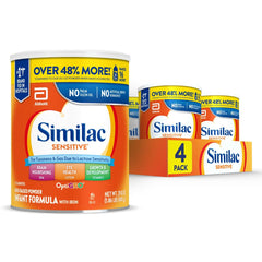 Similac Sensitive Stage 2 baby bottle with gentle formula for fussier babies.