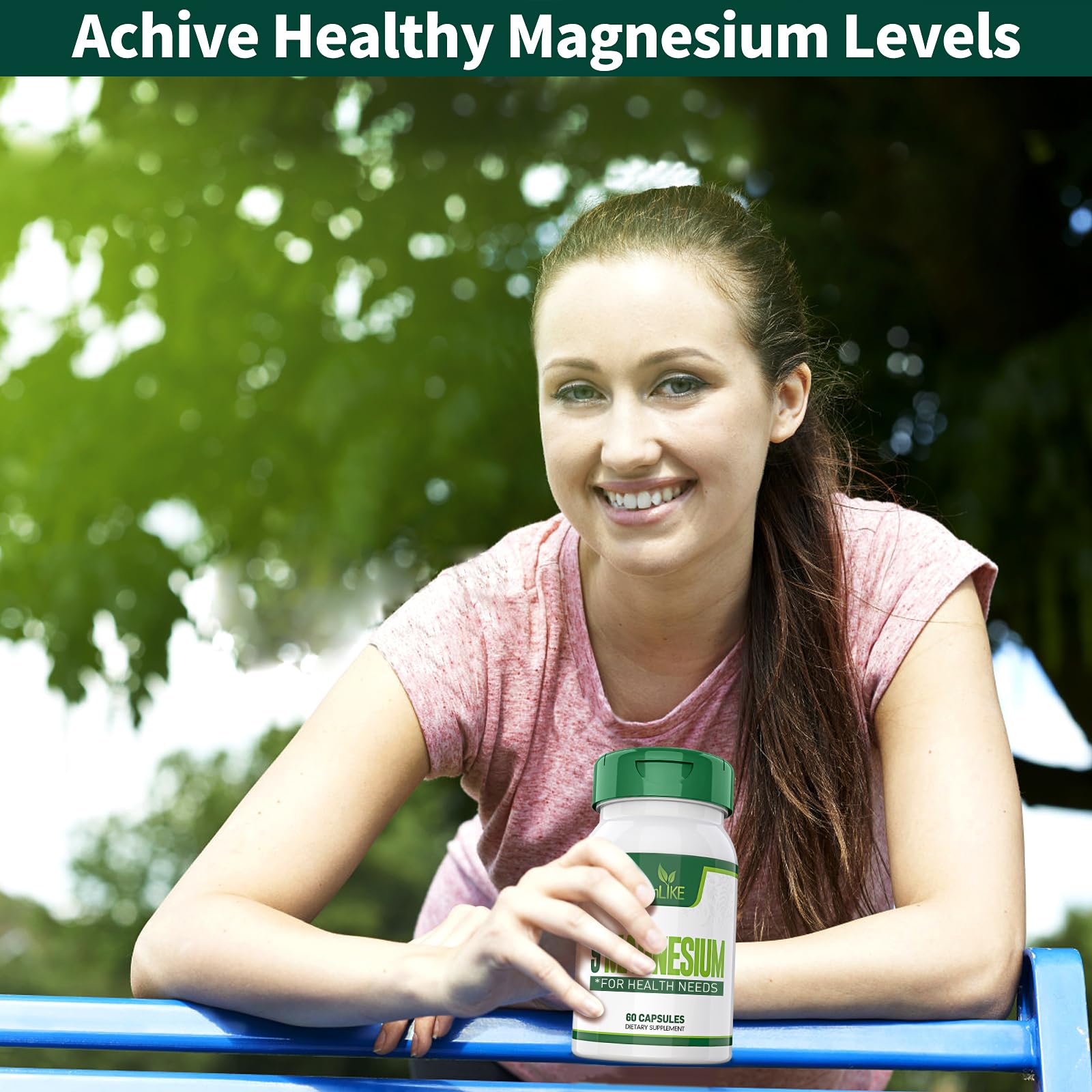 Simlike Magnesium capsule closeup illustrating multi-form formula for wellness.