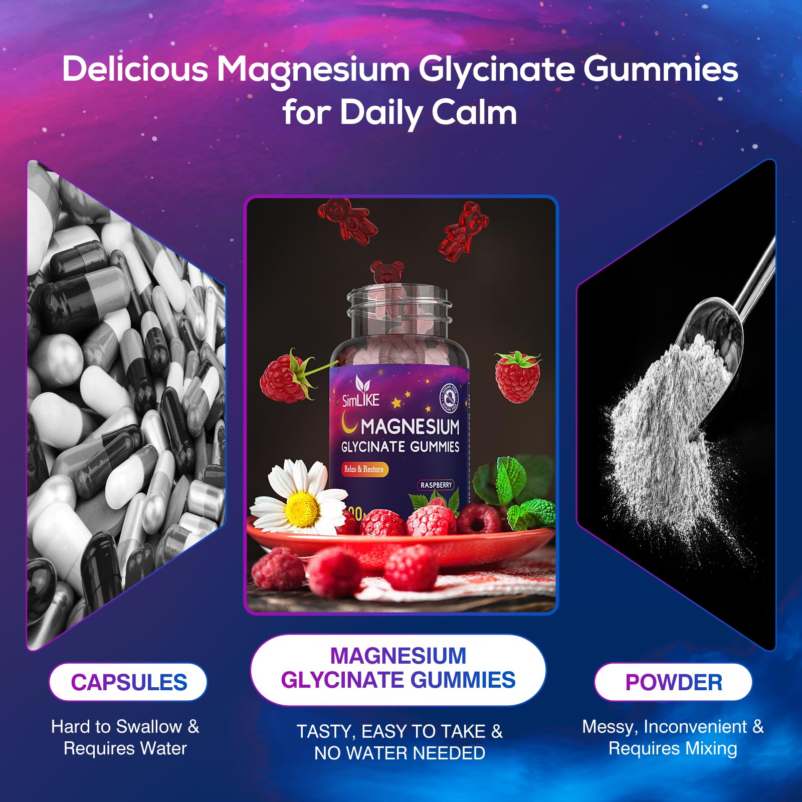 Gummies fortified with B6, CoQ10, and calcium for daily wellness.